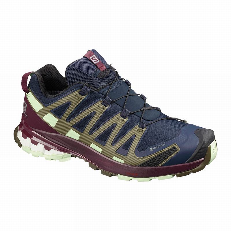 Salomon Singapore Womens Hiking Shoes - XA PRO 3D V8 GORE-TEX Navy/Burgundy | 32749-VREI